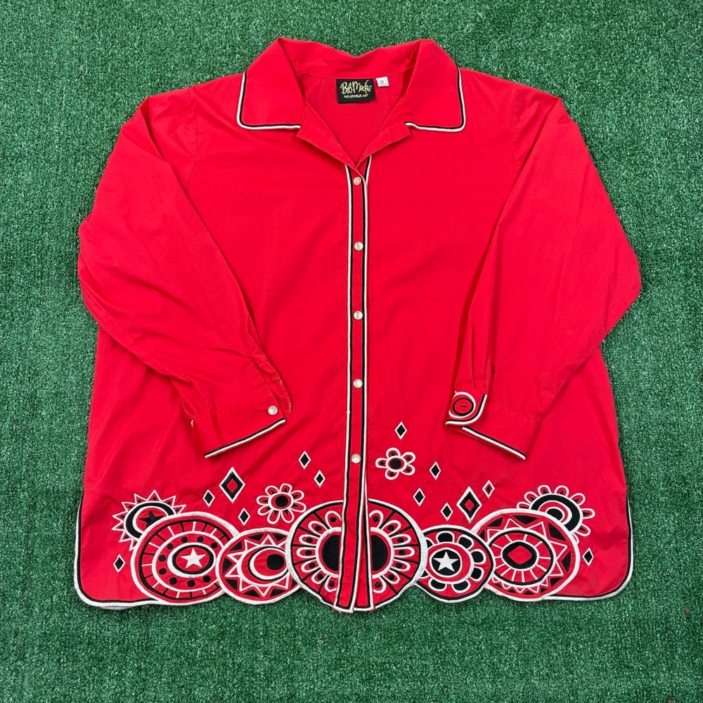 Vintage Bob Mackie Wearable Embroidered Art Button Up Shirt